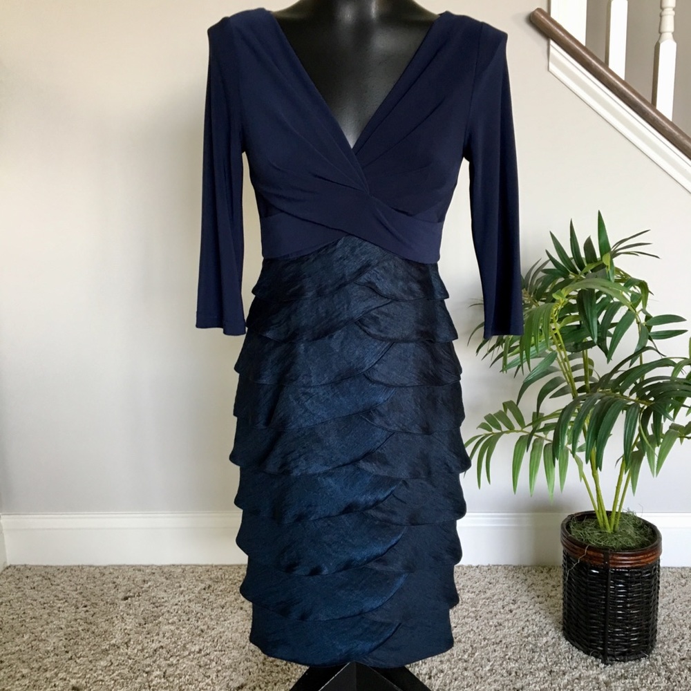 ADRIANNA PAPELL Navy Cascade Special Occasion